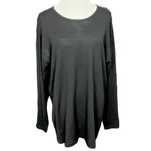 Eskandar Black Sweater Merino Wool Scoop Neck Long Sleeve Lightweight M